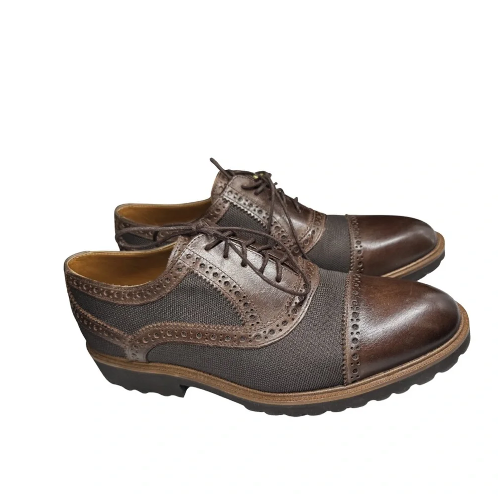 Donald J. Pliner Jordin Men's Dark Brown Oxford Derbys leather nylon office 8.5